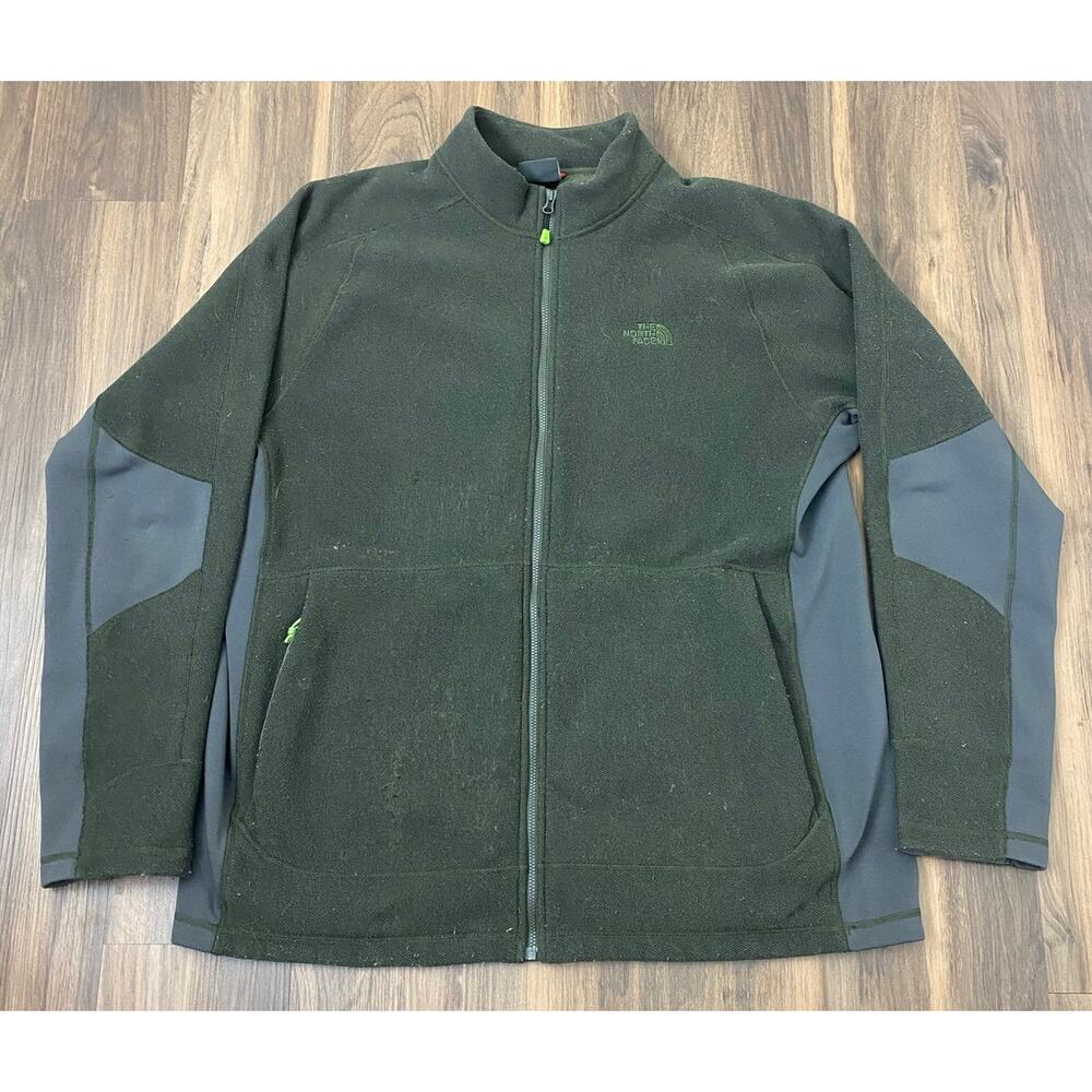 Men The North Face Stealth Byron fleece green zip-up jacket, XL